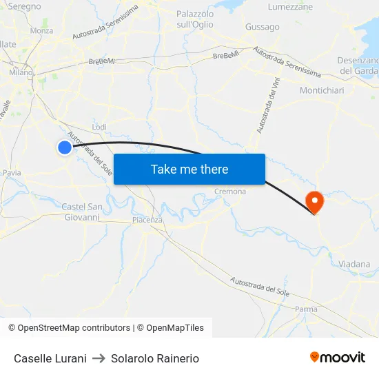 Caselle Lurani to Solarolo Rainerio map
