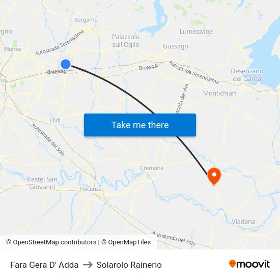 Fara Gera D' Adda to Solarolo Rainerio map