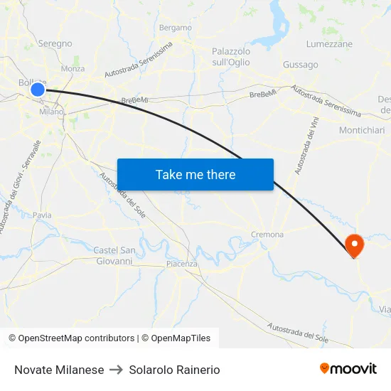 Novate Milanese to Solarolo Rainerio map