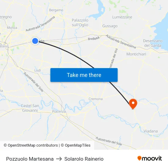 Pozzuolo Martesana to Solarolo Rainerio map