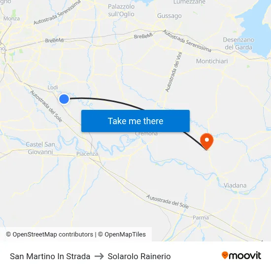 San Martino In Strada to Solarolo Rainerio map