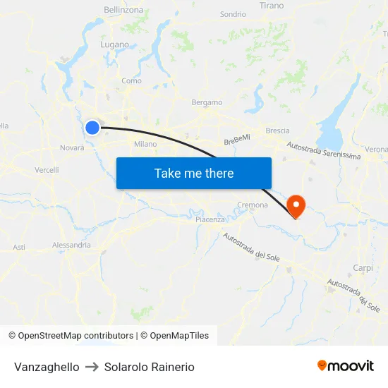 Vanzaghello to Solarolo Rainerio map
