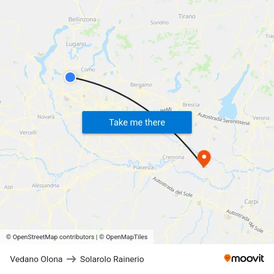 Vedano Olona to Solarolo Rainerio map
