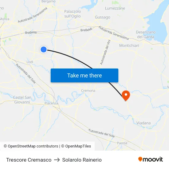 Trescore Cremasco to Solarolo Rainerio map