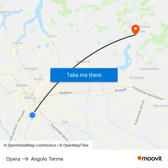 Opera to Angolo Terme map