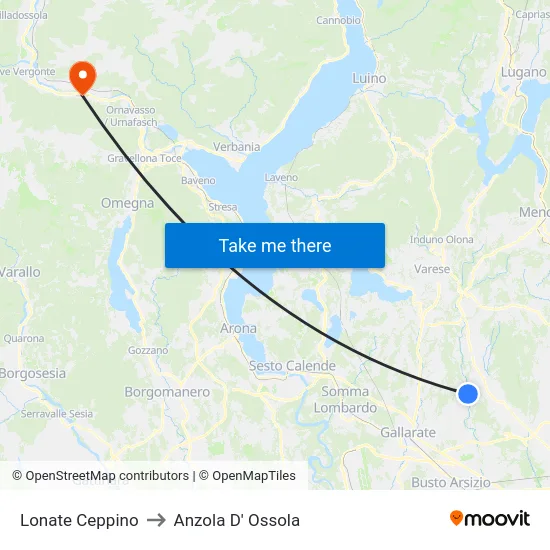 Lonate Ceppino to Anzola D' Ossola map