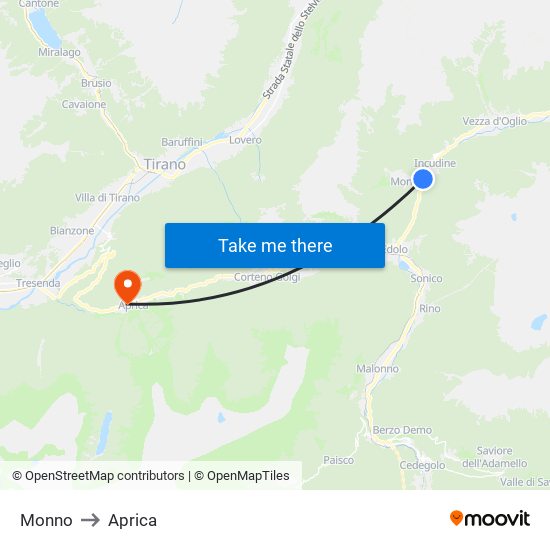 Monno to Aprica map