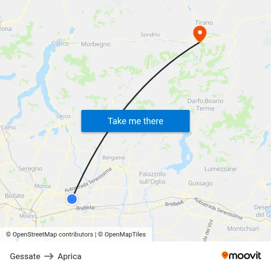 Gessate to Aprica map