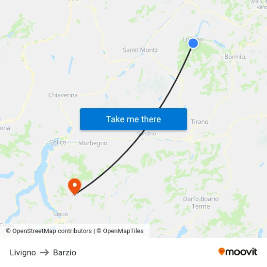 Livigno to Barzio map