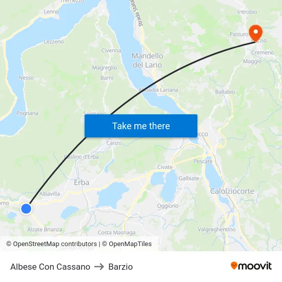 Albese con Cassano to Barzio map
