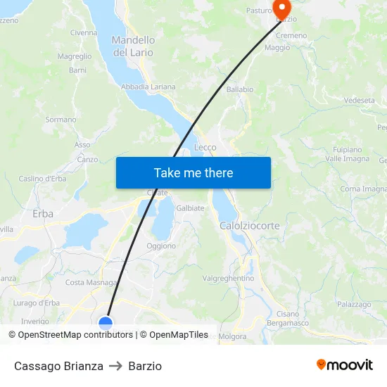 Cassago Brianza to Barzio map