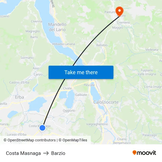 Costa Masnaga to Barzio map