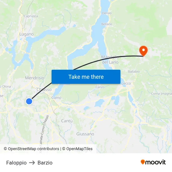 Faloppio to Barzio map
