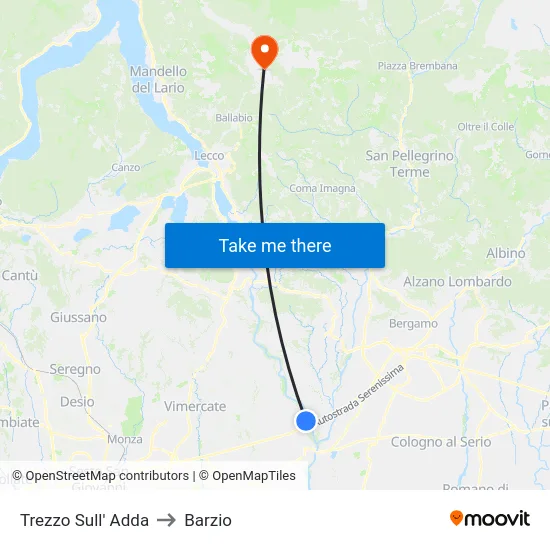 Trezzo Sull' Adda to Barzio map