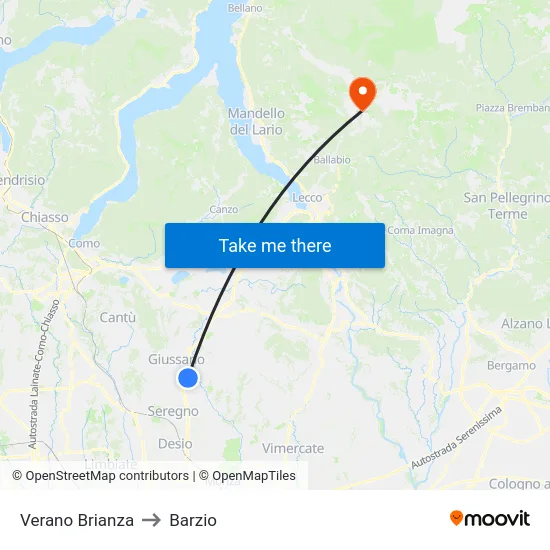 Verano Brianza to Barzio map