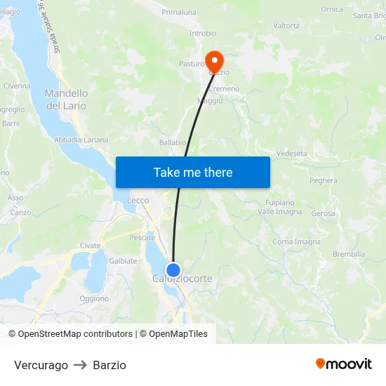 Vercurago to Barzio map