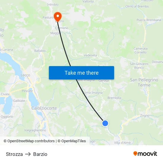Strozza to Barzio map