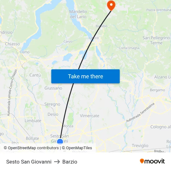 Sesto San Giovanni to Barzio map