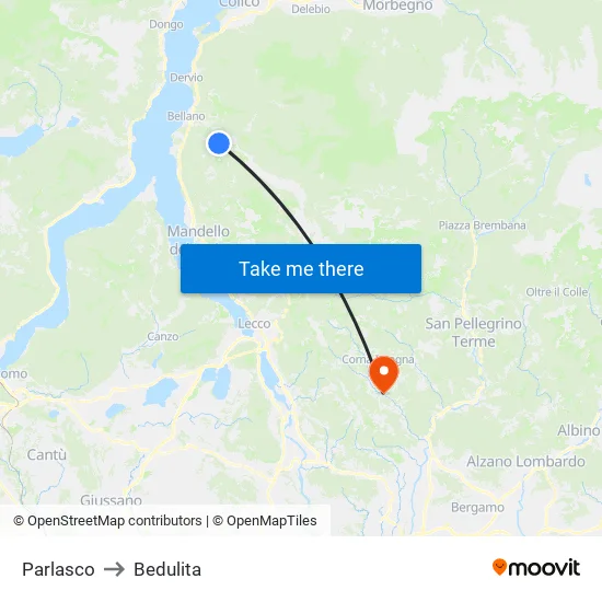 Parlasco to Bedulita map