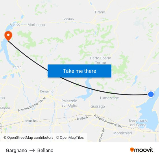 Gargnano to Bellano map