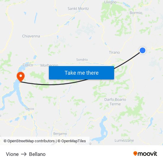 Vione to Bellano map