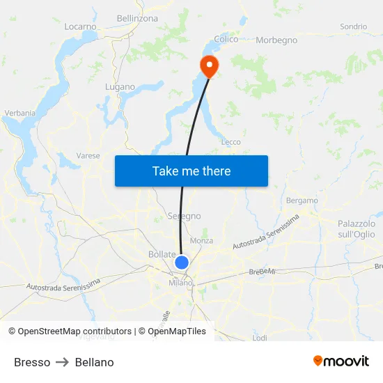 Bresso to Bellano map