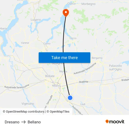 Dresano to Bellano map