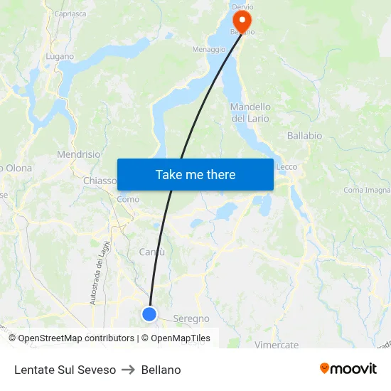 Lentate Sul Seveso to Bellano map