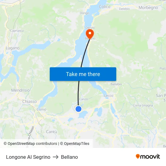 Longone Al Segrino to Bellano map