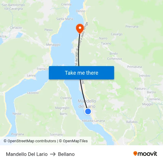 Mandello Del Lario to Bellano map
