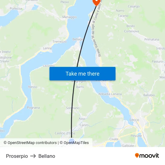 Proserpio to Bellano map