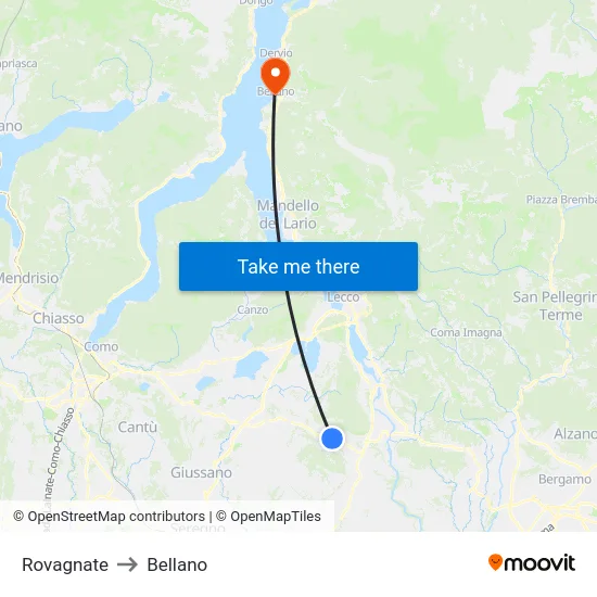 Rovagnate to Bellano map