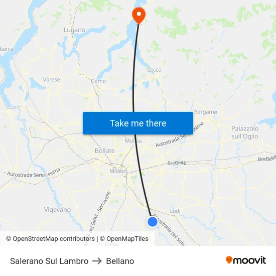 Salerano Sul Lambro to Bellano map