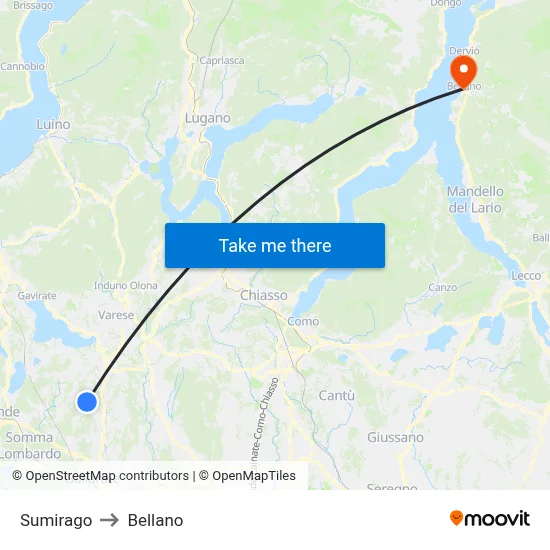 Sumirago to Bellano map