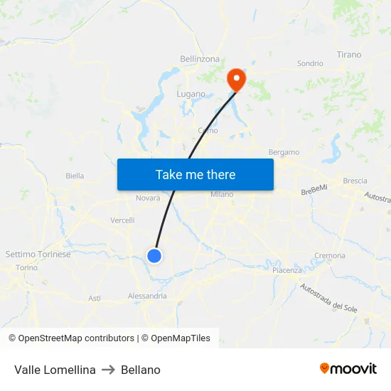 Valle Lomellina to Bellano map