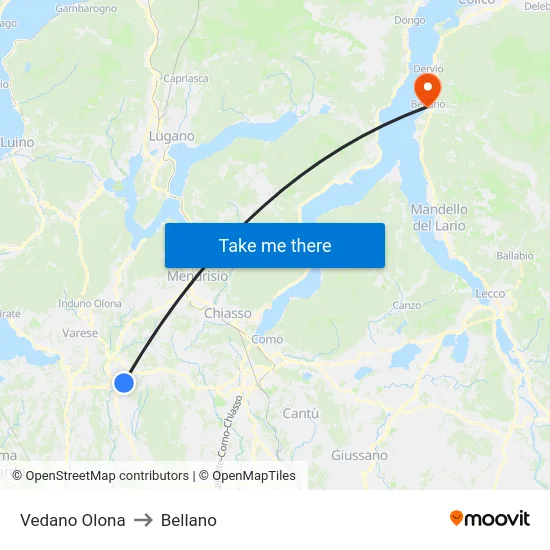 Vedano Olona to Bellano map