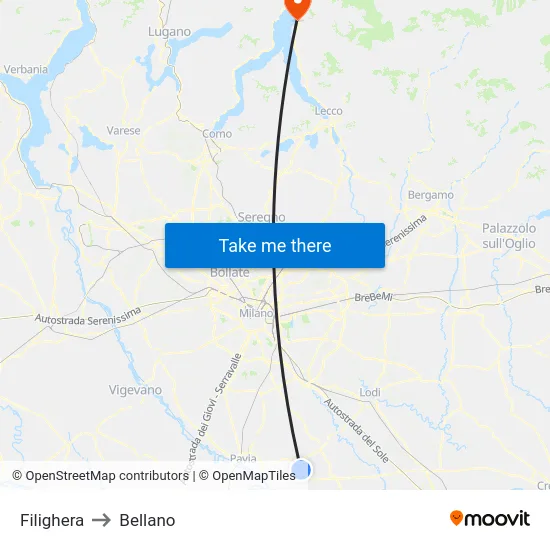 Filighera to Bellano map