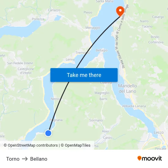 Torno to Bellano map