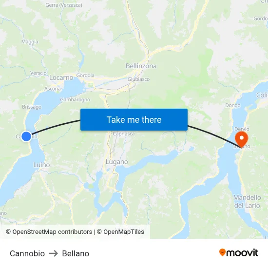 Cannobio to Bellano map