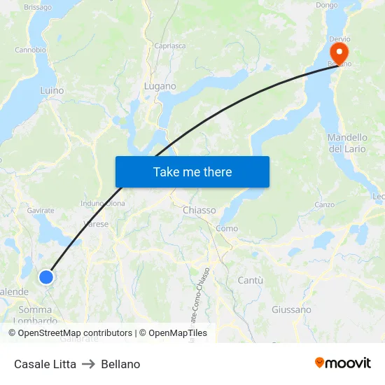 Casale Litta to Bellano map