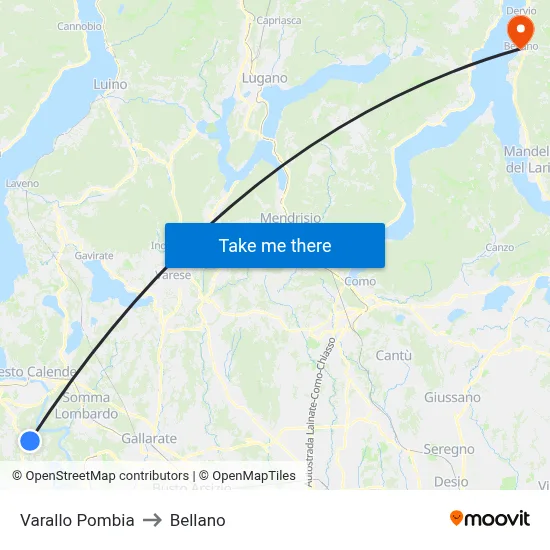 Varallo Pombia to Bellano map