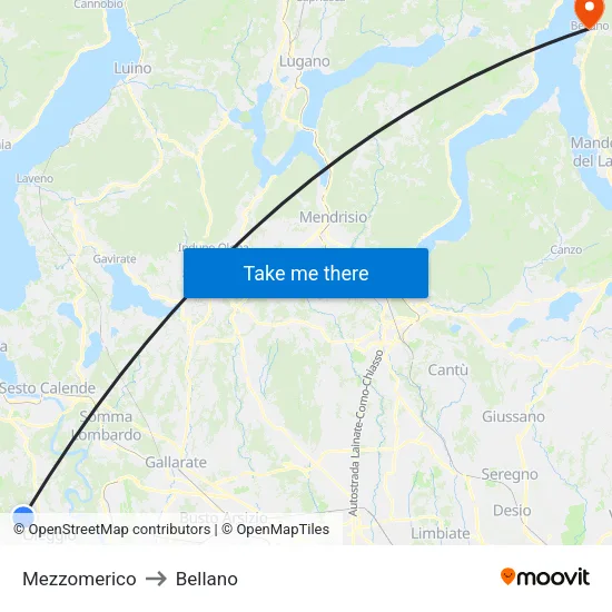 Mezzomerico to Bellano map