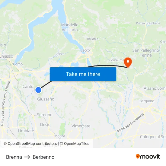 Brenna to Berbenno map