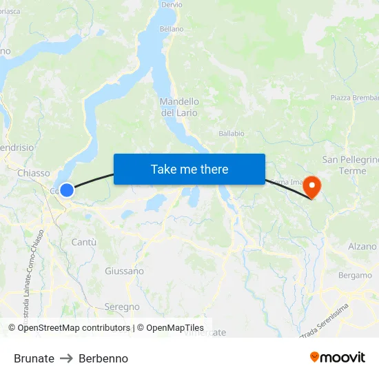 Brunate to Berbenno map