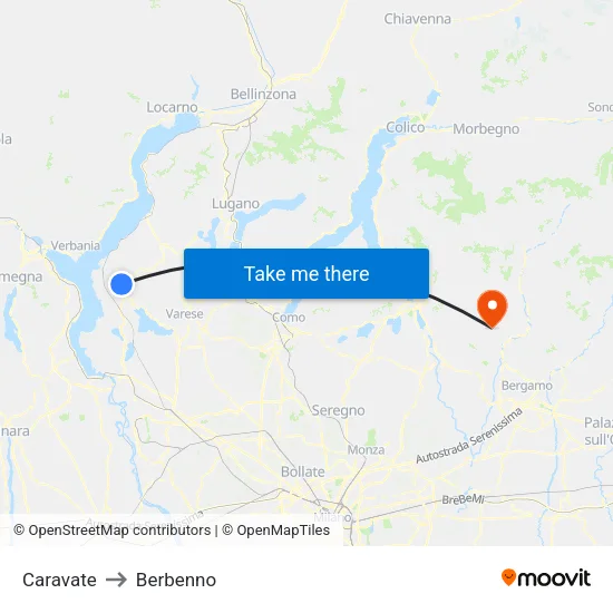 Caravate to Berbenno map