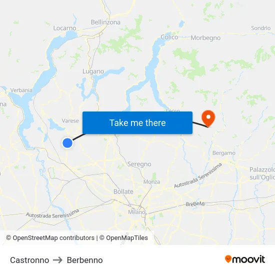 Castronno to Berbenno map