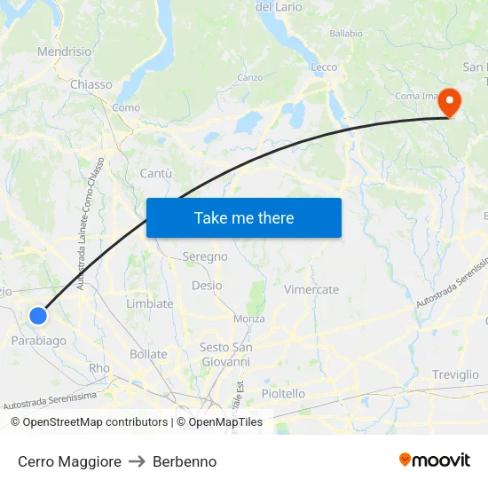 Cerro Maggiore to Berbenno map