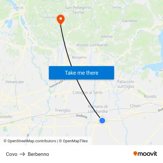 Covo to Berbenno map