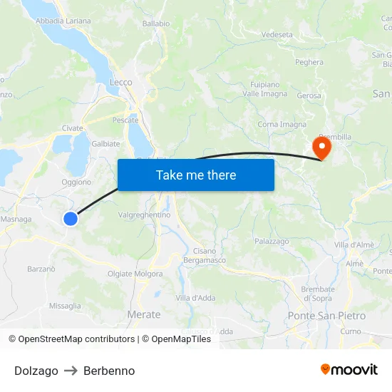 Dolzago to Berbenno map