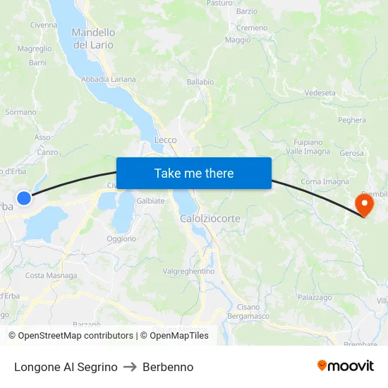Longone Al Segrino to Berbenno map